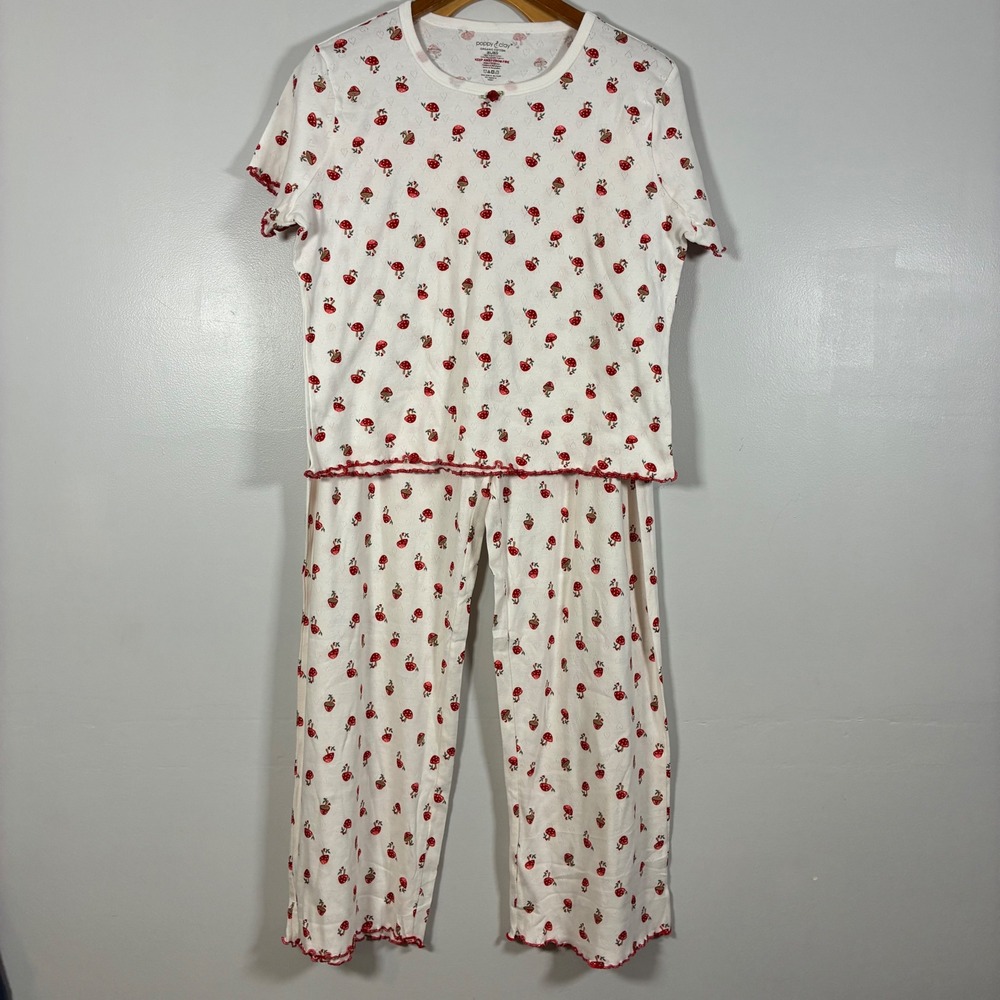 Poppy & Clay Pajamas XL Mushroom Organic Cotton Cottage Sleep Lounge Whimsical